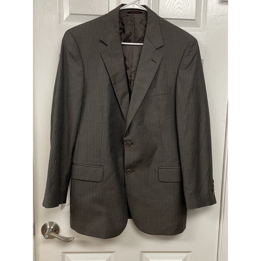 Brooks Brothers 1818 Madison Fit Blazer Wool Brown Mens Pinstripe 40R Jacket
